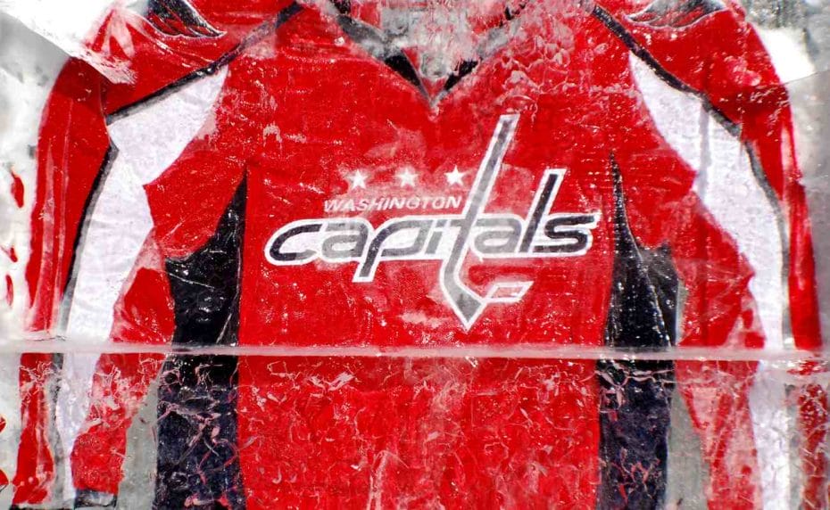 Washington Capitals jersey frozen in ice