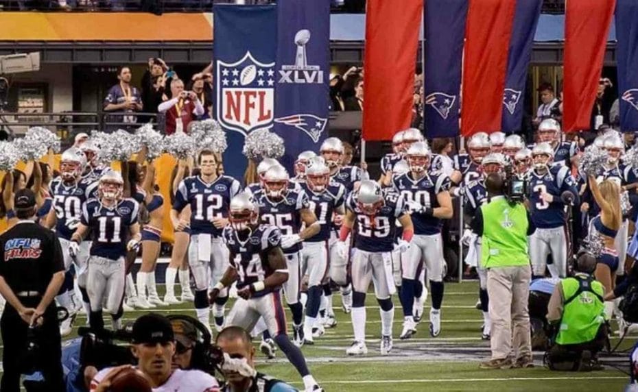 New England Patriots grand entrance Super Bowl 2012