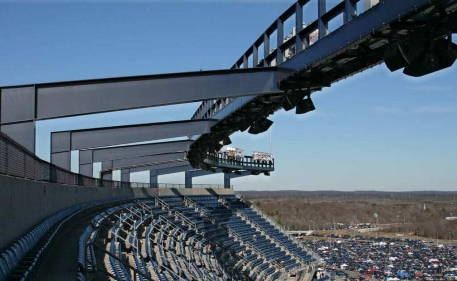 A side view of the structure of the Gillette Stadium.