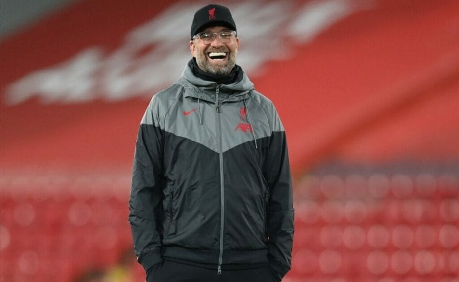 Jurgen Klopp, Manager of Liverpool at the UEFA Champions League at Anfield October 2020. Photo by Michael Regan/Getty Images