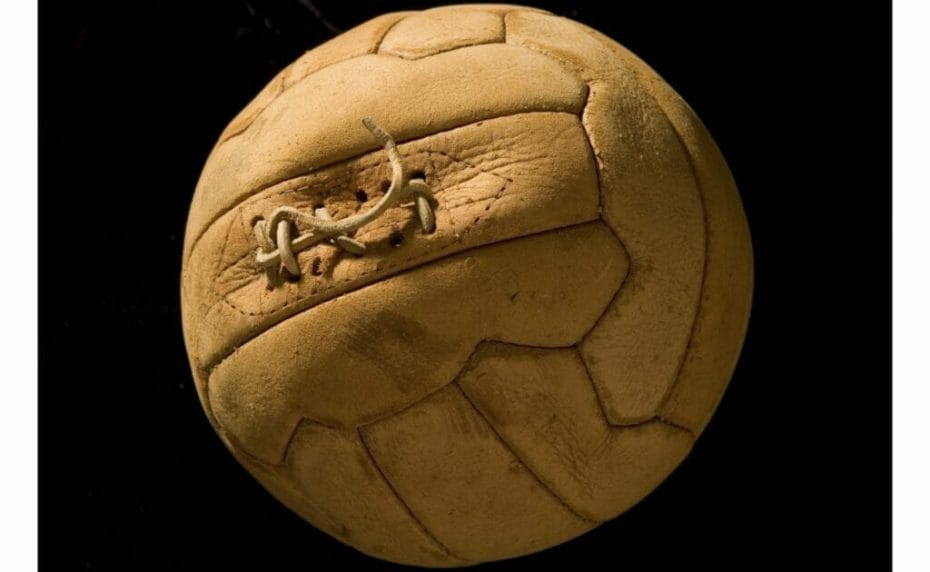 Vintage soccer ball photographed in studio in Los Angeles, California, 2010. (Photo by John Kanuit/Sports Studio Photos/Getty Images)