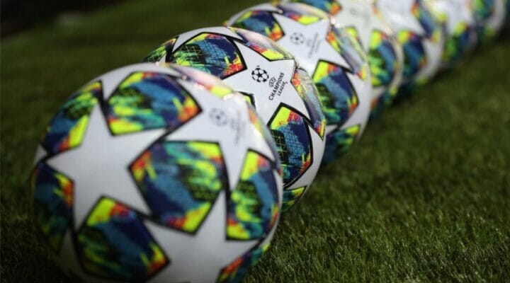 The Adidas match balls ahead of the UEFA Champions League on October 22, 2019, in Brugge, Belgium. (Photo by Catherine Ivill/Getty Images)