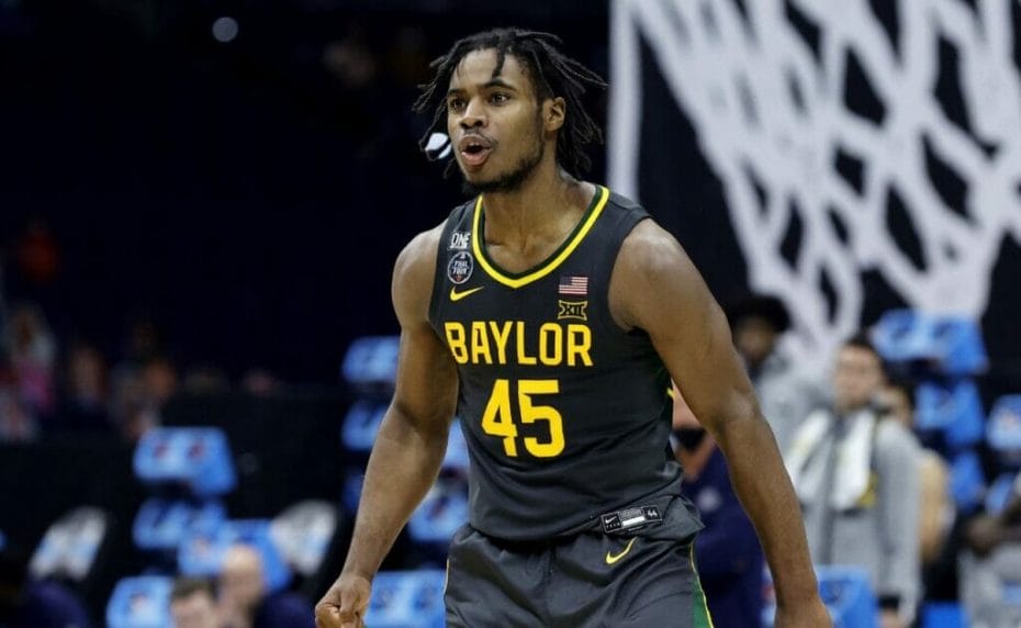 Davion Mitchell of the Baylor Bears reacts during the National Championship game of the 2021 NCAA Men’s Basketball Tournament. Photo by Tim Nwachukwu/Getty Images