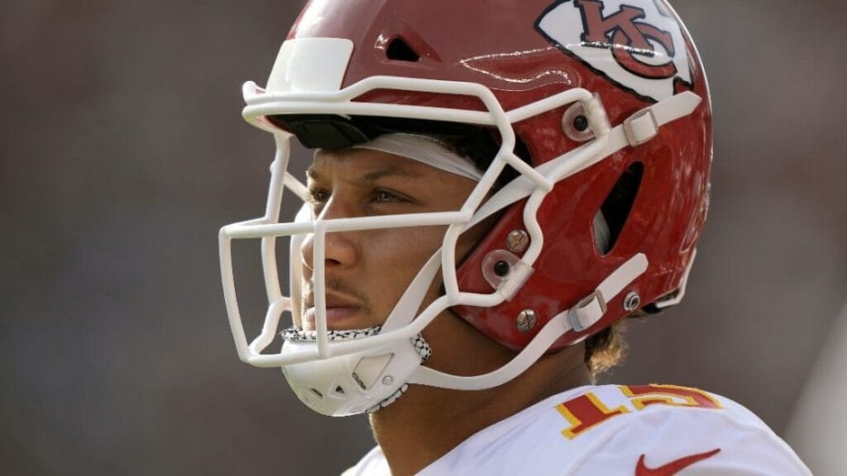 Patrick Mahomes #15 of the Kansas City Chiefs looks on during the first quarter at Levi's Stadium on August 14, 2021. (Photo by Thearon W. Henderson/Getty Images)