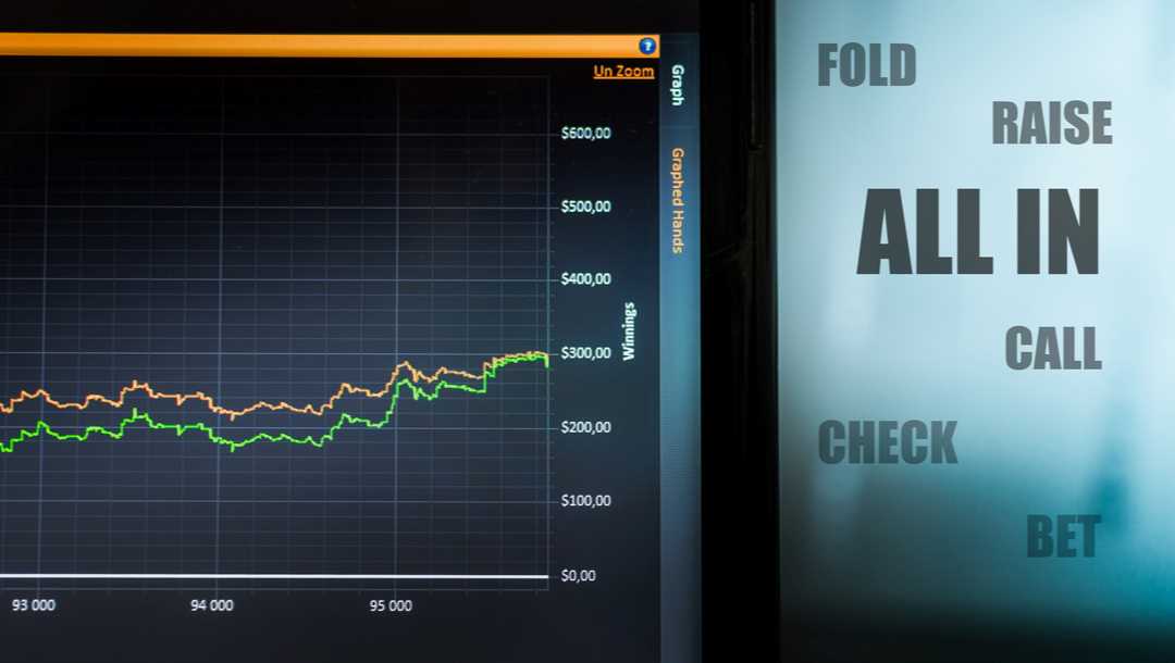 Poker statistics shown as a graph on a computer screen.