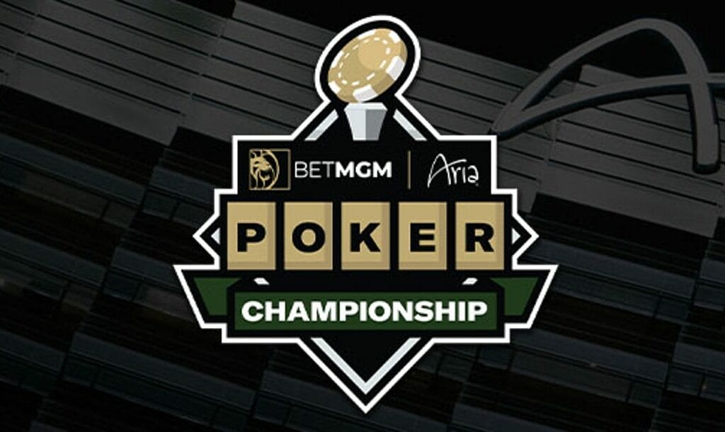 BetMGM Poker Championship logo on a dark background.
