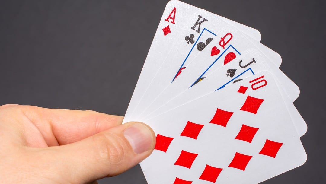 A straight hand in poker.
