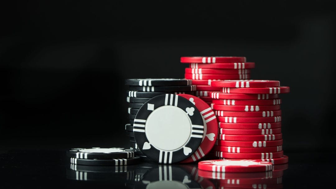 Red and black casino chip stacks.