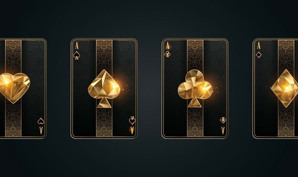 Black and gold poker card suites.