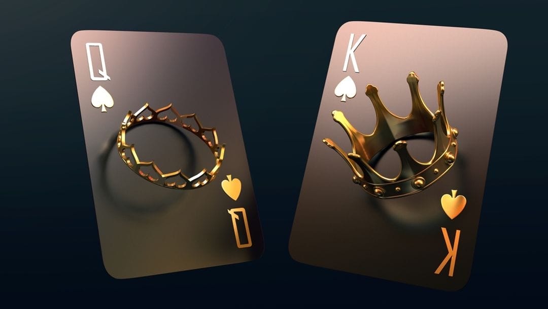 3d rendering of queen and king playing cards.