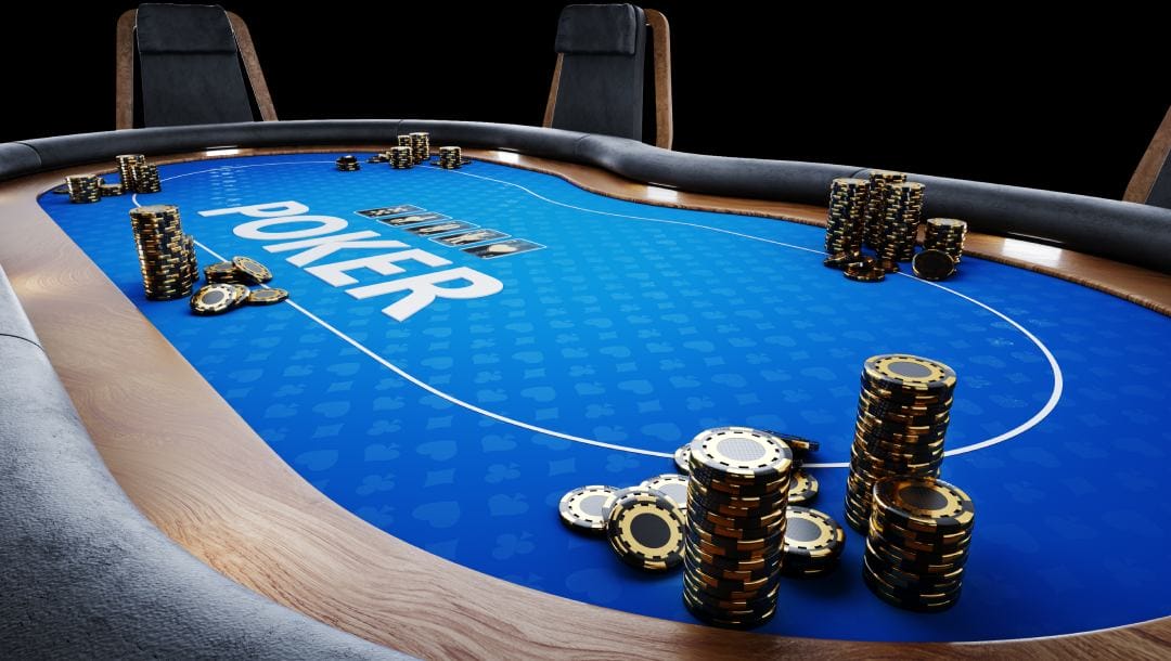 Poker tournament table.