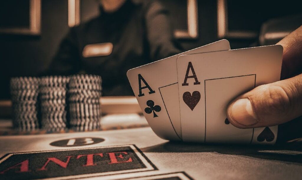 Pocket aces in a poker hand.