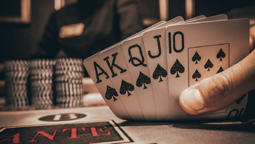 A player with a royal flush in poker