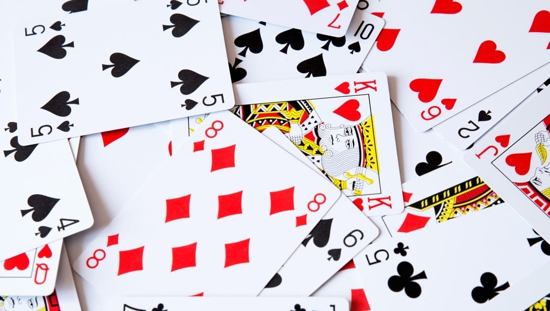 A pile of playing cards