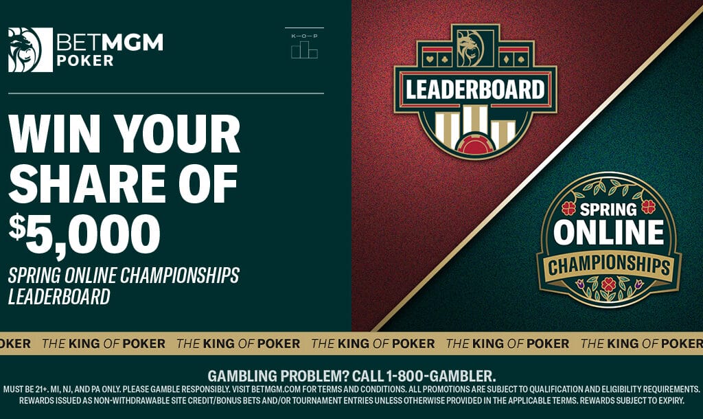 Banner for the BetMGM Poker Spring Online Championships event.