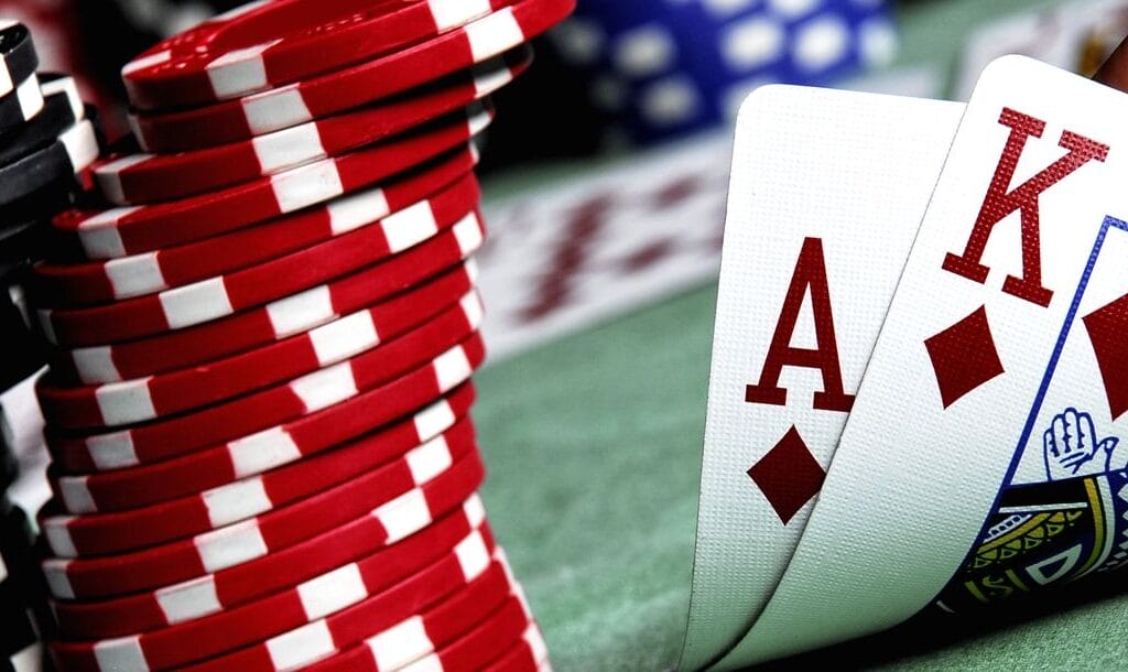 An-ace-and-king-next-to-a-stack-of-poker-chips-Ace-king