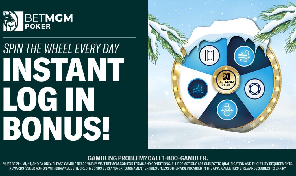 BetMGM Poker Instant Log In Spin the Wheel Promotion